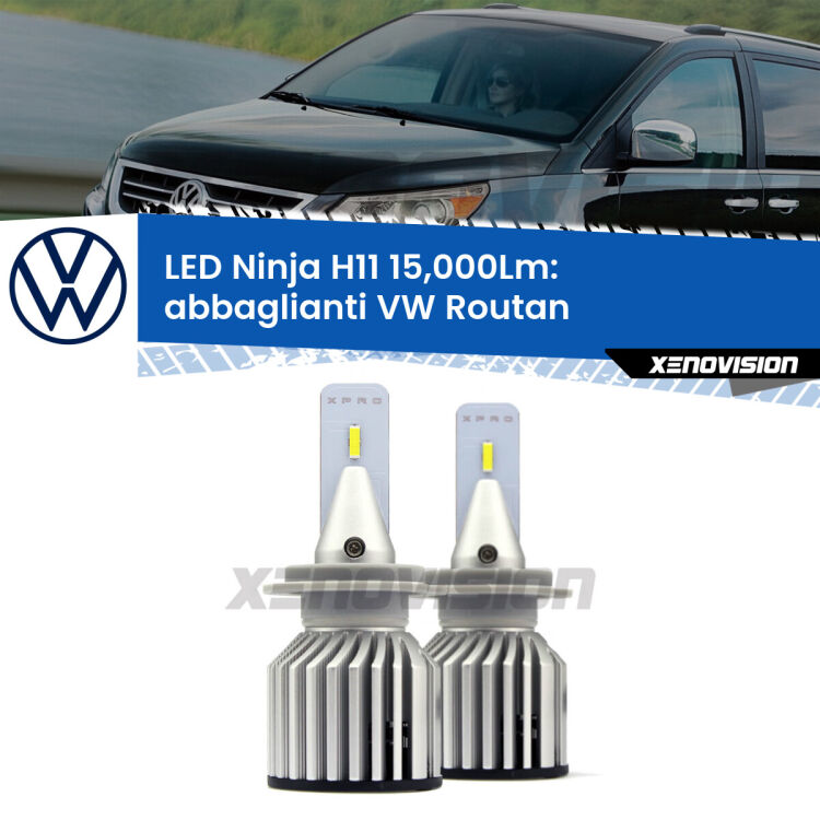 <strong>Kit abbaglianti LED specifico per VW Routan</strong>  2008-2013. Lampade <strong>H11</strong> Canbus da 15.000Lumen di luminosità modello Ninja Xenovision.