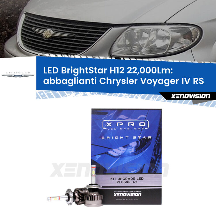 <strong>Kit LED abbaglianti per Chrysler Voyager IV</strong> RS 2005-2007. </strong>Coppia lampade Canbus H11 Brightstar da 22,000 Lumen. Qualità Massima.