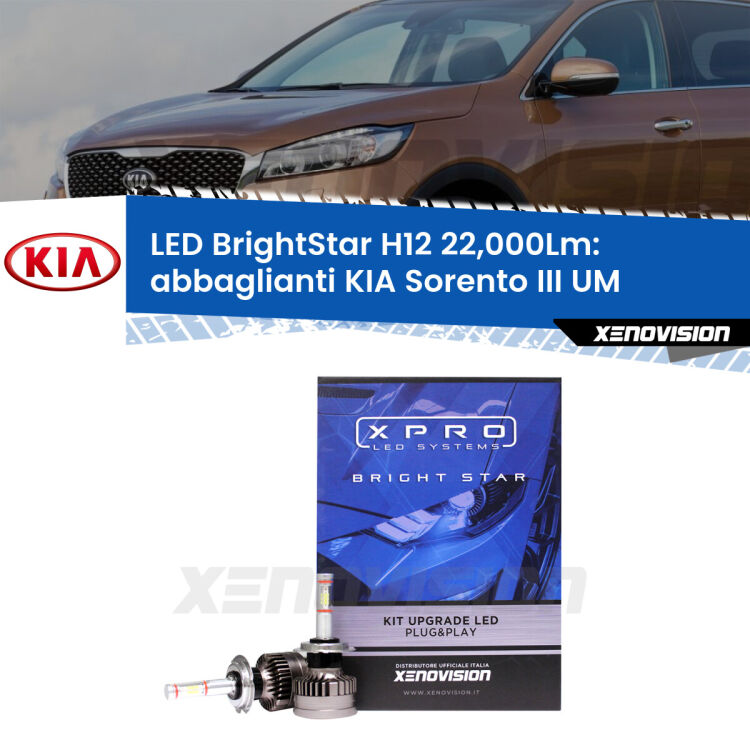<strong>Kit LED abbaglianti per KIA Sorento III</strong> UM 2015in poi. </strong>Coppia lampade Canbus H11 Brightstar da 22,000 Lumen. Qualità Massima.