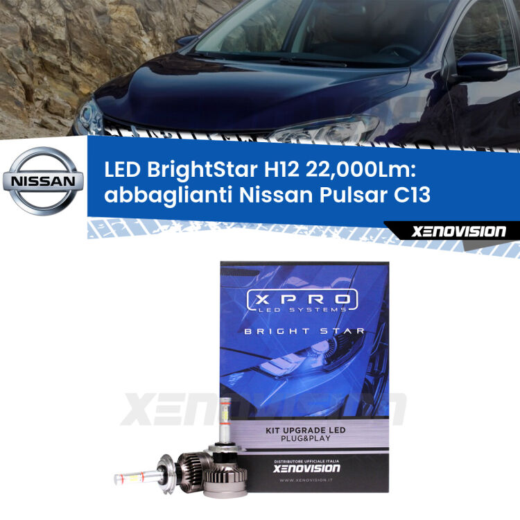 <strong>Kit LED abbaglianti per Nissan Pulsar</strong> C13 2014-2018. </strong>Coppia lampade Canbus H11 Brightstar da 22,000 Lumen. Qualità Massima.