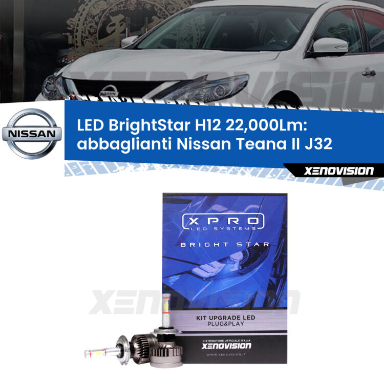 <strong>Kit LED abbaglianti per Nissan Teana II</strong> J32 2008-2013. </strong>Coppia lampade Canbus H11 Brightstar da 22,000 Lumen. Qualità Massima.