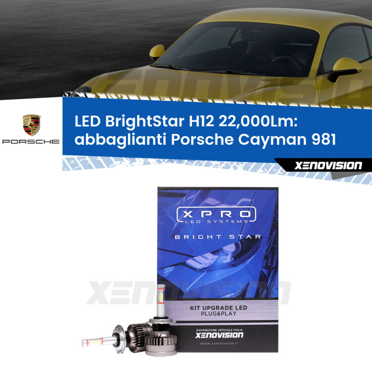 <strong>Kit LED abbaglianti per Porsche Cayman</strong> 981 2013in poi. </strong>Coppia lampade Canbus H11 Brightstar da 22,000 Lumen. Qualità Massima.