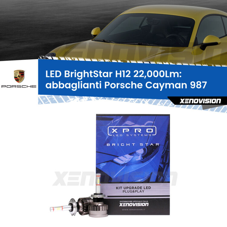 <strong>Kit LED abbaglianti per Porsche Cayman</strong> 987 2005-2013. </strong>Coppia lampade Canbus H11 Brightstar da 22,000 Lumen. Qualità Massima.