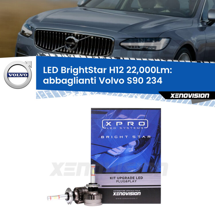 <strong>Kit LED abbaglianti per Volvo S90</strong> 234 2016in poi. </strong>Coppia lampade Canbus H11 Brightstar da 22,000 Lumen. Qualità Massima.