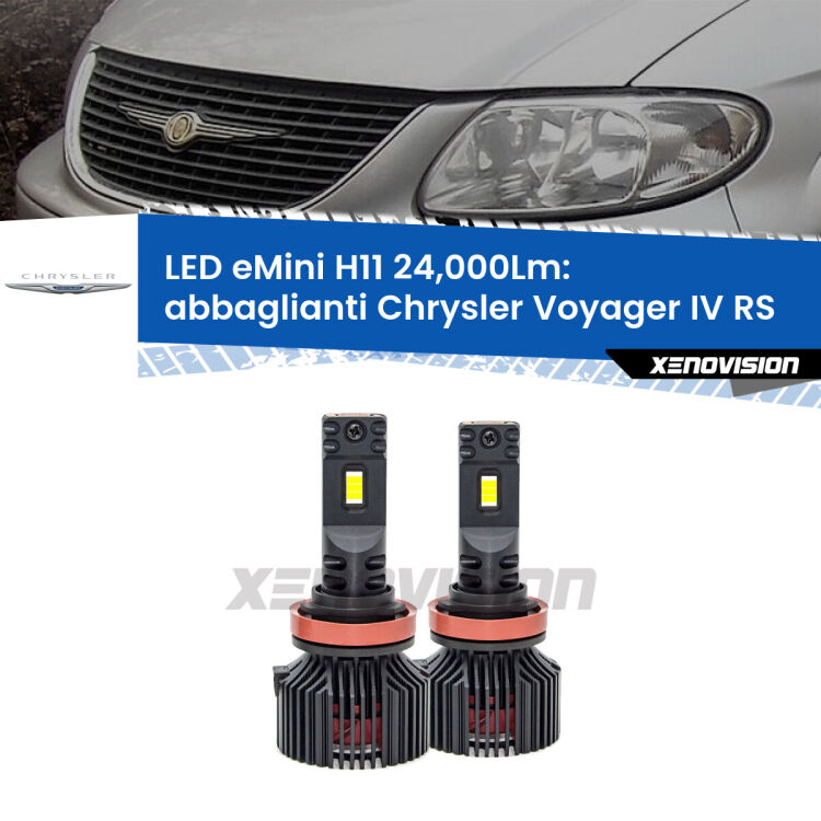 <strong>Kit abbaglianti LED specifico per Chrysler Voyager IV</strong> RS 2005-2007. Lampade <strong>H11</strong> Canbus compatte da 24.000Lumen Eagle Mini Xenovision.