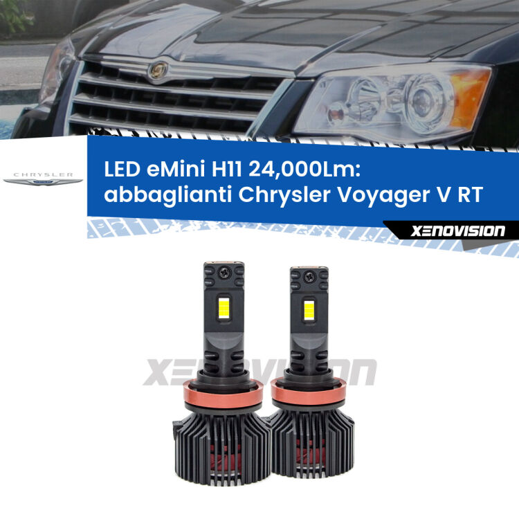 <strong>Kit abbaglianti LED specifico per Chrysler Voyager V</strong> RT 2007-2016. Lampade <strong>H11</strong> Canbus compatte da 24.000Lumen Eagle Mini Xenovision.