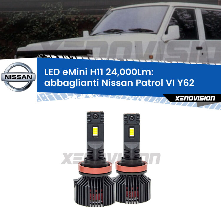 <strong>Kit abbaglianti LED specifico per Nissan Patrol VI</strong> Y62 2010in poi. Lampade <strong>H11</strong> Canbus compatte da 24.000Lumen Eagle Mini Xenovision.