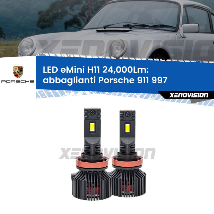 <strong>Kit abbaglianti LED specifico per Porsche 911</strong> 997 con fari Bi-Xenon senza cornering light. Lampade <strong>H11</strong> Canbus compatte da 24.000Lumen Eagle Mini Xenovision.