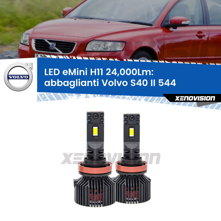 <strong>Kit abbaglianti LED specifico per Volvo S40 II</strong> 544 2008-2012. Lampade <strong>H11</strong> Canbus compatte da 24.000Lumen Eagle Mini Xenovision.
