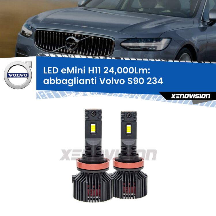 <strong>Kit abbaglianti LED specifico per Volvo S90</strong> 234 2016in poi. Lampade <strong>H11</strong> Canbus compatte da 24.000Lumen Eagle Mini Xenovision.
