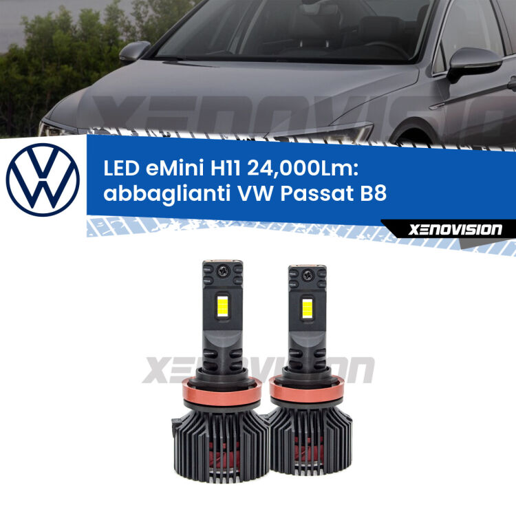 <strong>Kit abbaglianti LED specifico per VW Passat</strong> B8 2014-2017. Lampade <strong>H11</strong> Canbus compatte da 24.000Lumen Eagle Mini Xenovision.
