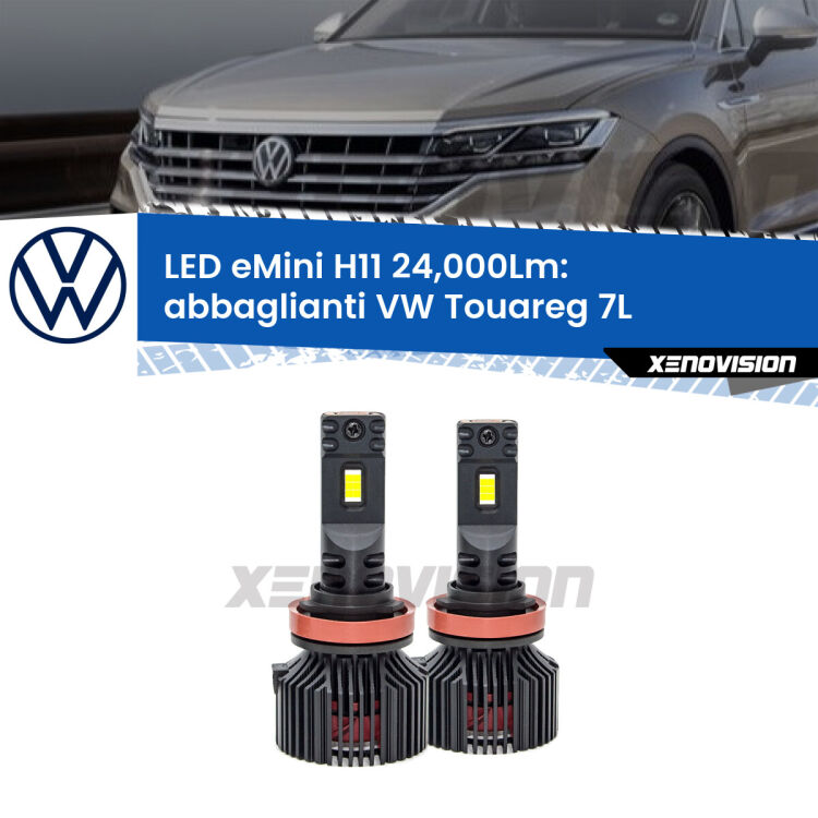 <strong>Kit abbaglianti LED specifico per VW Touareg</strong> 7L 2002-2010. Lampade <strong>H11</strong> Canbus compatte da 24.000Lumen Eagle Mini Xenovision.