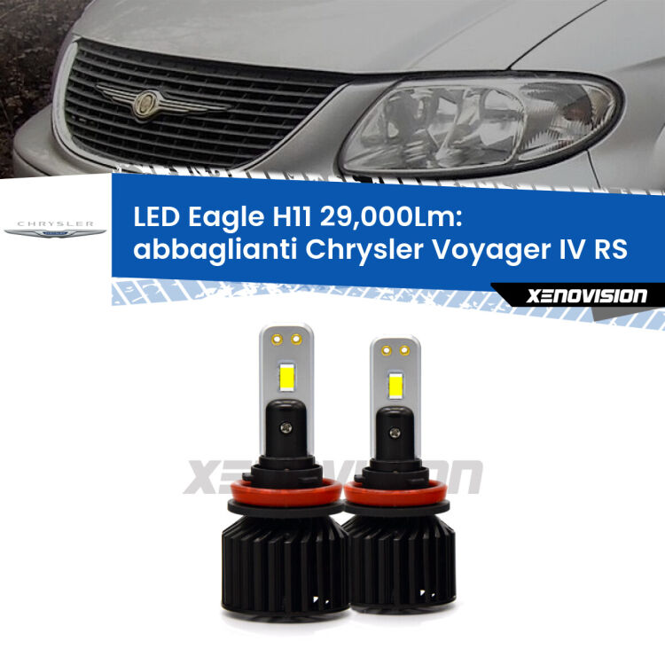 <strong>Kit abbaglianti LED specifico per Chrysler Voyager IV</strong> RS 2005-2007. Lampade <strong>H11</strong> Canbus da 29.000Lumen di luminosità modello Eagle Xenovision.