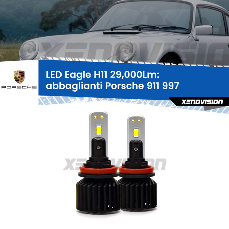 <strong>Kit abbaglianti LED specifico per Porsche 911</strong> 997 2004-2012. Lampade <strong>H11</strong> Canbus da 29.000Lumen di luminosità modello Eagle Xenovision.