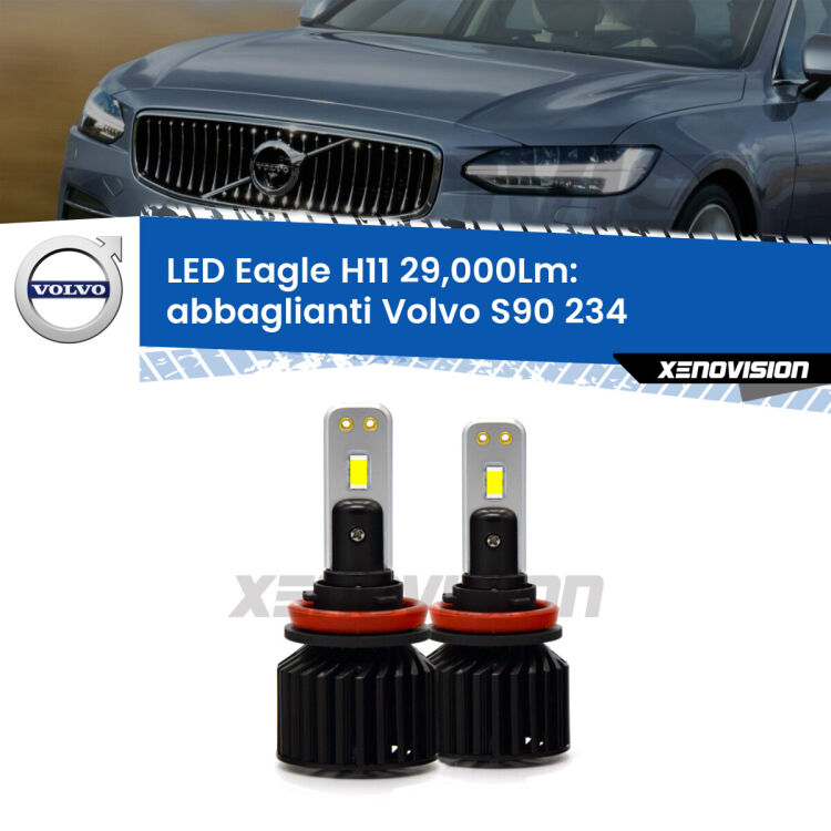 <strong>Kit abbaglianti LED specifico per Volvo S90</strong> 234 2016in poi. Lampade <strong>H11</strong> Canbus da 29.000Lumen di luminosità modello Eagle Xenovision.