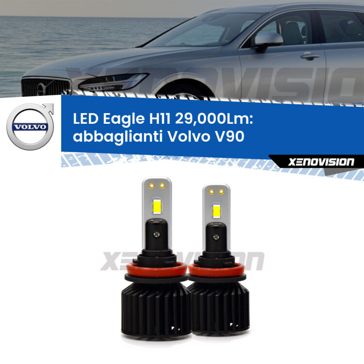 <strong>Kit abbaglianti LED specifico per Volvo V90</strong>  2016-2018. Lampade <strong>H11</strong> Canbus da 29.000Lumen di luminosità modello Eagle Xenovision.