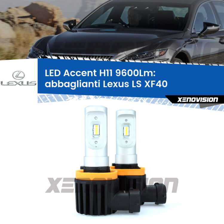 <strong>Kit LED Abbaglianti per Lexus LS</strong> XF40 dal 2009/09, con fari Bi-Xenon.</strong> Coppia lampade <strong>H11</strong> senza ventola e ultracompatte per installazioni in fari senza spazi.