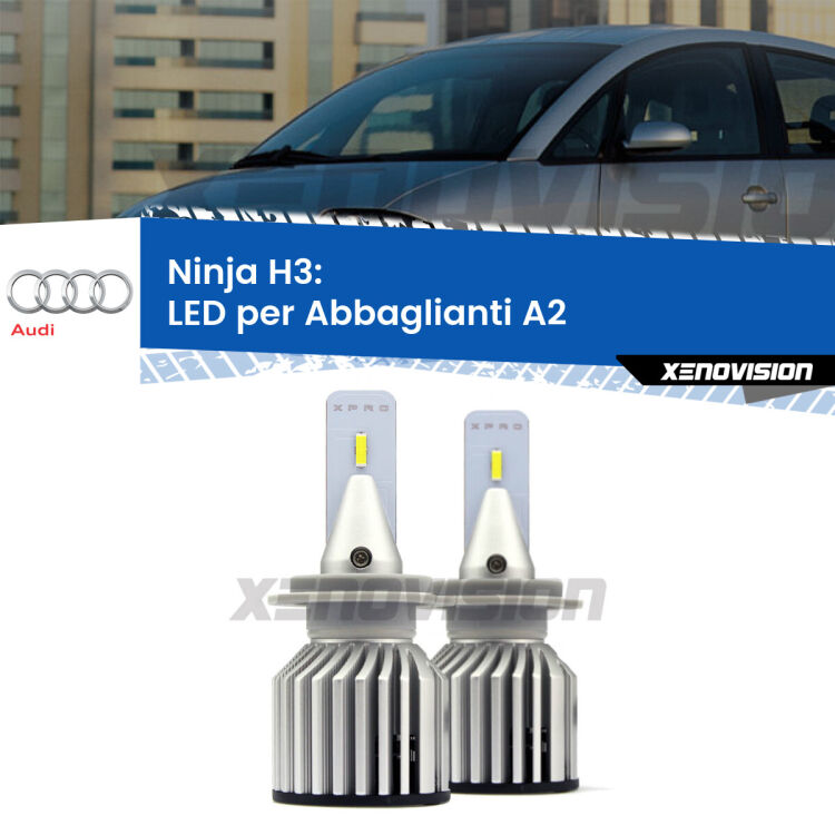 0 Abbaglianti LED H3 15.000Lumen per Audi A2 (8Z) 2000 -2005 <strong>Kit LED </strong><strong>H3</strong><strong> per abbaglianti Audi A2. </strong>Qualità Massima Garantita.