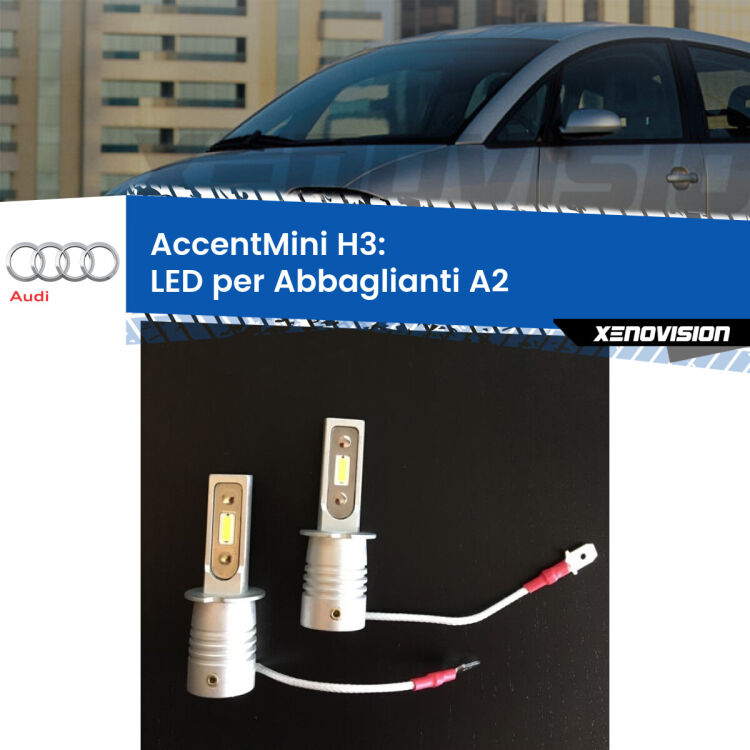 0 Abbaglianti LED H3 9600Lumen per Audi A2 (8Z) 2000 -2005 Lampade H3 <strong>abbaglianti LED Audi A2.</strong> Coppia lampade fanless ultracompatte per installazioni in fari senza spazi.