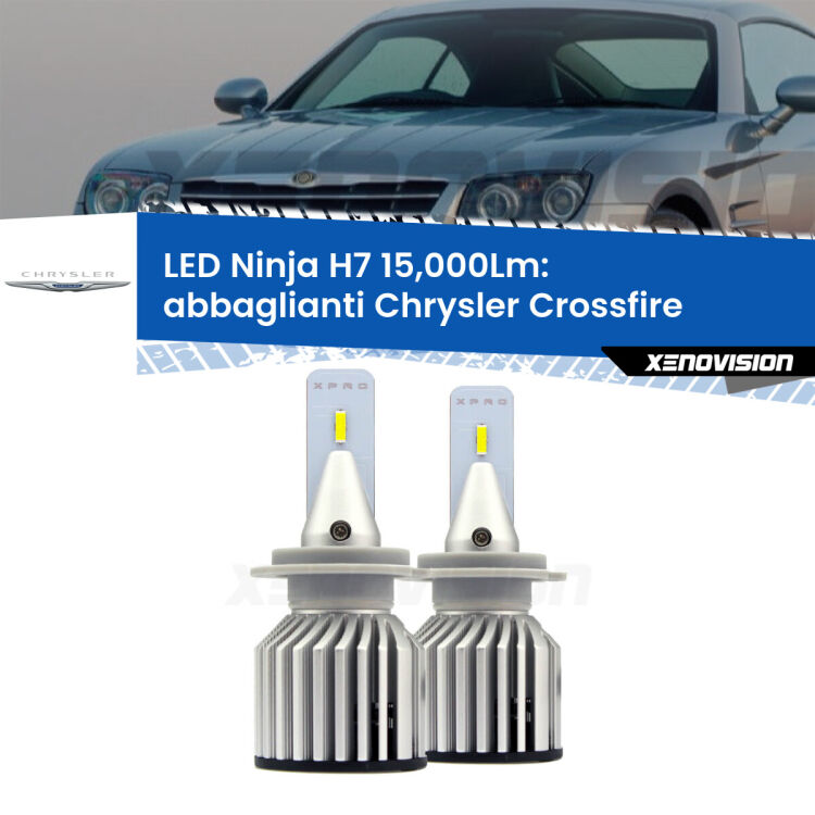 <strong>Kit abbaglianti LED specifico per Chrysler Crossfire</strong>  2003-2007. Lampade <strong>H7</strong> Canbus da 15.000Lumen di luminosità modello Ninja Xenovision.