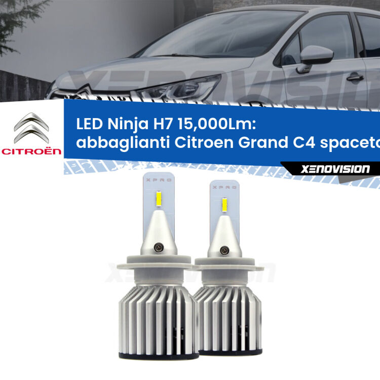 <strong>Kit abbaglianti LED specifico per Citroen Grand C4 spacetourer</strong>  2018in poi. Lampade <strong>H7</strong> Canbus da 15.000Lumen di luminosità modello Ninja Xenovision.