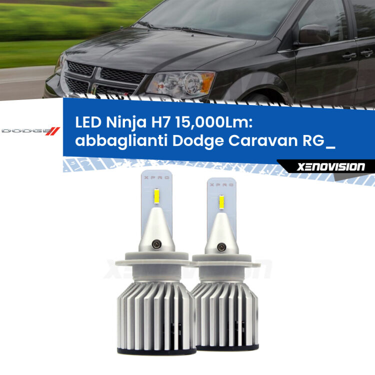 <strong>Kit abbaglianti LED specifico per Dodge Caravan</strong> RG_ 2000-2007. Lampade <strong>H7</strong> Canbus da 15.000Lumen di luminosità modello Ninja Xenovision.