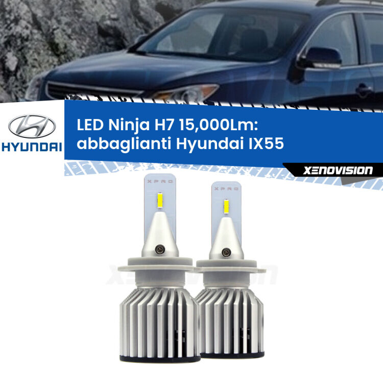 <strong>Kit abbaglianti LED specifico per Hyundai IX55</strong>  2008-2012. Lampade <strong>H7</strong> Canbus da 15.000Lumen di luminosità modello Ninja Xenovision.