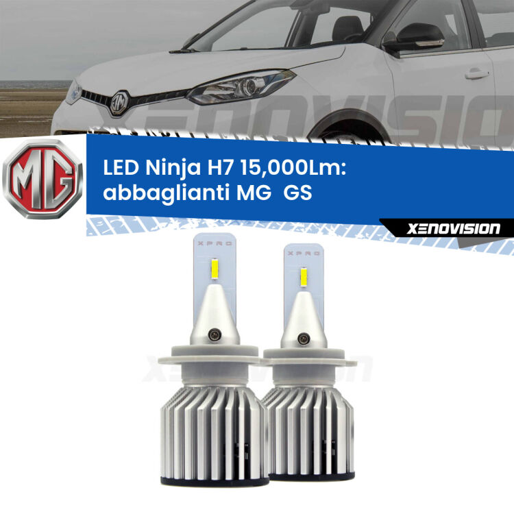 <strong>Kit abbaglianti LED specifico per MG  GS</strong>  2016-2019. Lampade <strong>H7</strong> Canbus da 15.000Lumen di luminosità modello Ninja Xenovision.
