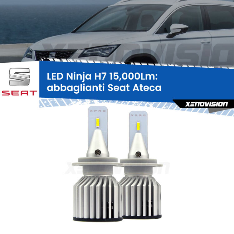<strong>Kit abbaglianti LED specifico per Seat Ateca</strong>  2016in poi. Lampade <strong>H7</strong> Canbus da 15.000Lumen di luminosità modello Ninja Xenovision.
