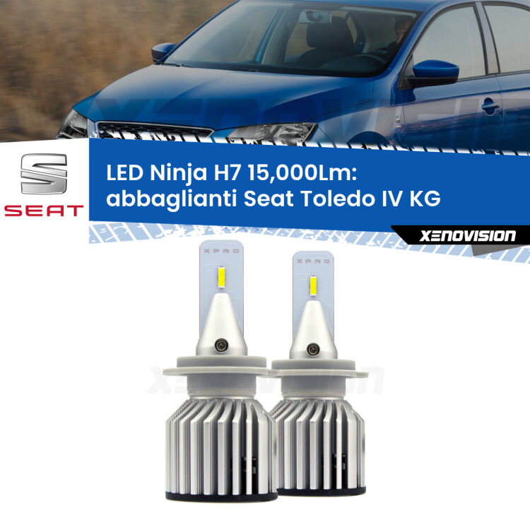 <strong>Kit abbaglianti LED specifico per Seat Toledo IV</strong> KG 2012-2019. Lampade <strong>H7</strong> Canbus da 15.000Lumen di luminosità modello Ninja Xenovision.