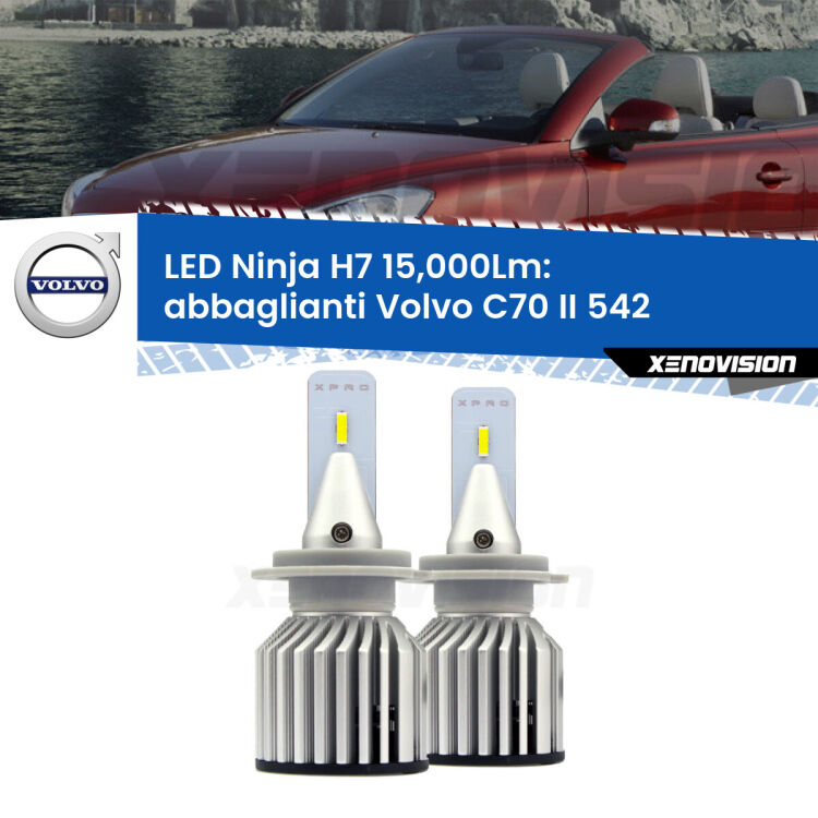 <strong>Kit abbaglianti LED specifico per Volvo C70 II</strong> 542 con fari Bi-Xenon. Lampade <strong>H7</strong> Canbus da 15.000Lumen di luminosità modello Ninja Xenovision.
