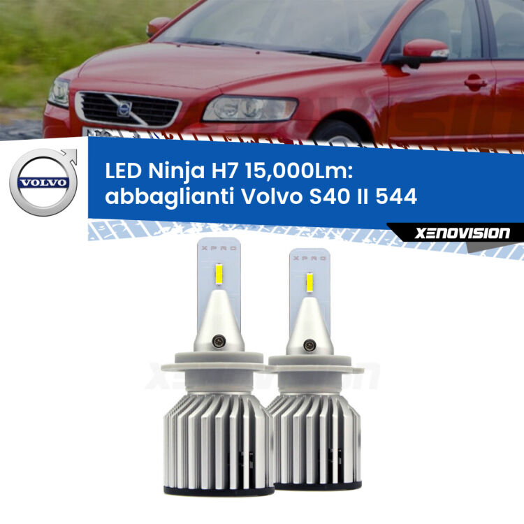 <strong>Kit abbaglianti LED specifico per Volvo S40 II</strong> 544 dal 2008, con fari Bi-Xenon. Lampade <strong>H7</strong> Canbus da 15.000Lumen di luminosità modello Ninja Xenovision.