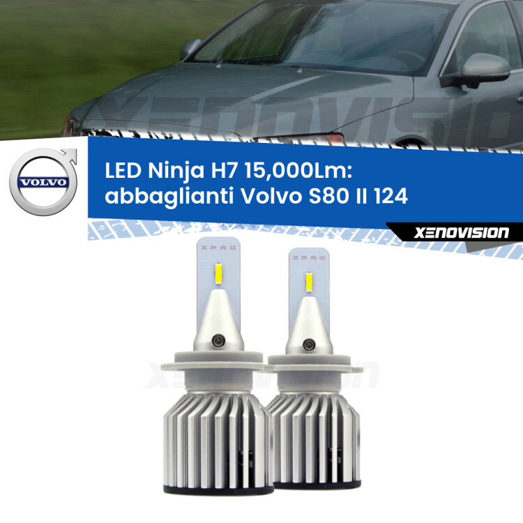 <strong>Kit abbaglianti LED specifico per Volvo S80 II</strong> 124 con fari Bi-Xenon. Lampade <strong>H7</strong> Canbus da 15.000Lumen di luminosità modello Ninja Xenovision.
