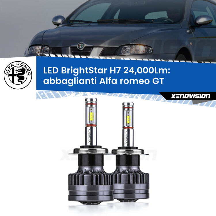 0 Abbaglianti LED H7 24,000Lm per Alfa romeo GT 2003 -2010 <strong>Kit LED abbaglianti per Alfa romeo GT</strong> 2003 -2010. </strong>Include due lampade Canbus H7 Brightstar da 24,000 Lumen. Qualità Massima.