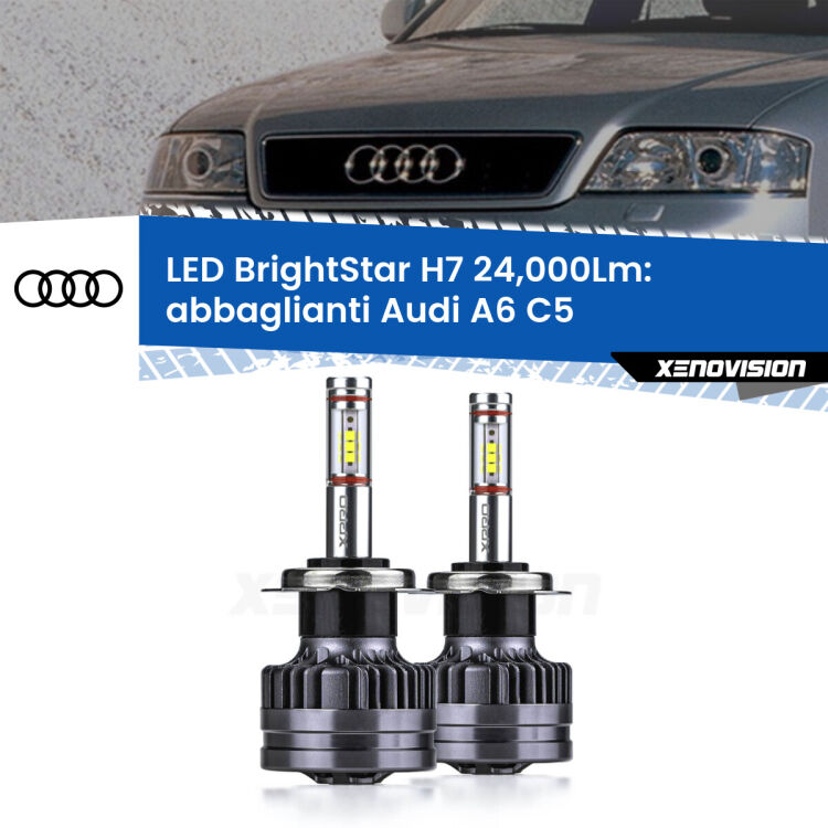 0 Abbaglianti LED H7 24,000Lm per Audi A6 C5 1997 -2004 <strong>Kit LED abbaglianti per Audi A6</strong> C5 1997 -2004. </strong>Include due lampade Canbus H7 Brightstar da 24,000 Lumen. Qualità Massima.