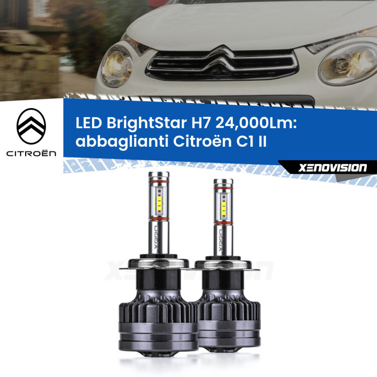 Abbaglianti LED H7 24,000Lm per Citroën C1 II 2014 in poi <strong>Kit LED abbaglianti per Citroën C1</strong> II 2014 in poi. </strong>Include due lampade Canbus H7 Brightstar da 24,000 Lumen. Qualità Massima.
