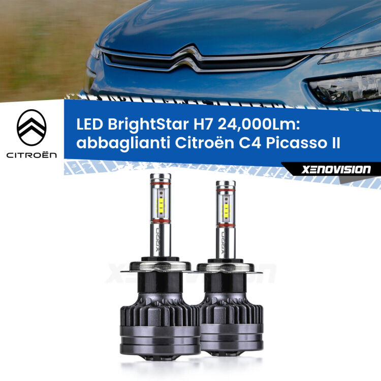 0 Abbaglianti LED H7 24,000Lm per Citroën C4 Picasso II 2013 in poi <strong>Kit LED abbaglianti per Citroën C4 Picasso</strong> II 2013 in poi. </strong>Include due lampade Canbus H7 Brightstar da 24,000 Lumen. Qualità Massima.