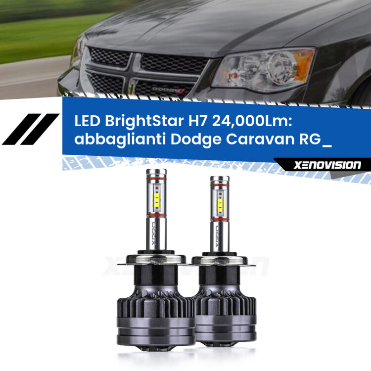 Abbaglianti LED H7 24,000Lm per Dodge Caravan RG_ 2000 -2007 <strong>Kit LED abbaglianti per Dodge Caravan</strong> RG_ 2000 -2007. </strong>Include due lampade Canbus H7 Brightstar da 24,000 Lumen. Qualità Massima.