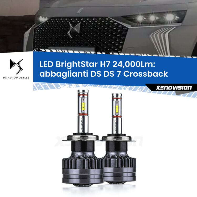 0 Abbaglianti LED H7 24,000Lm per DS DS 7 Crossback 2022 in poi <strong>Kit LED abbaglianti per DS DS 7 Crossback</strong> 2022 in poi. </strong>Include due lampade Canbus H7 Brightstar da 24,000 Lumen. Qualità Massima.