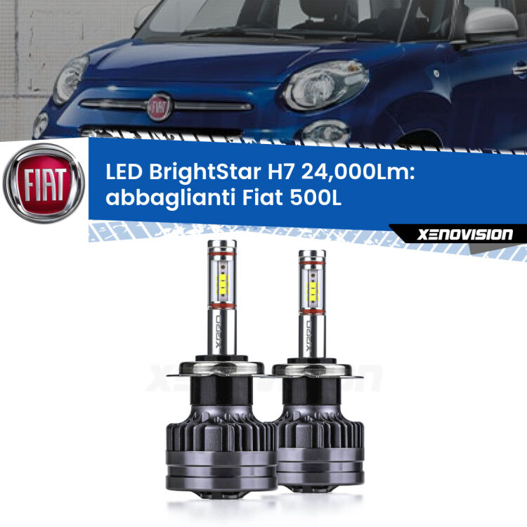 <strong>Kit LED abbaglianti per Fiat 500L</strong>  2012-2018. </strong>Include due lampade Canbus H7 Brightstar da 24,000 Lumen. Qualità Massima.