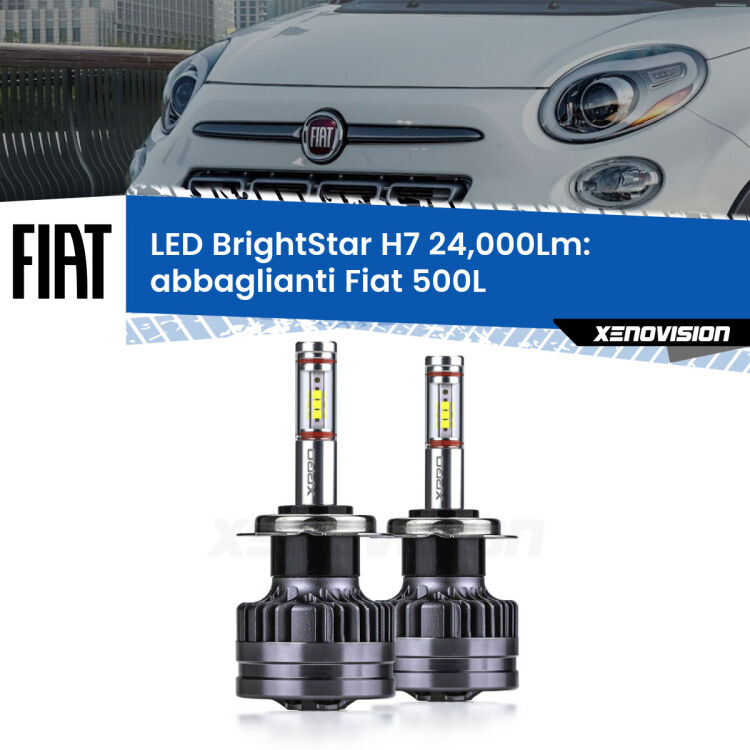 0 Abbaglianti LED H7 24,000Lm per Fiat 500L  2012 -2018 <strong>Kit LED abbaglianti per Fiat 500L</strong>  2012 -2018. </strong>Include due lampade Canbus H7 Brightstar da 24,000 Lumen. Qualità Massima.