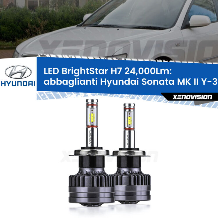 <strong>Kit LED abbaglianti per Hyundai Sonata MK II</strong> Y-3 1993-1998. </strong>Include due lampade Canbus H7 Brightstar da 24,000 Lumen. Qualità Massima.