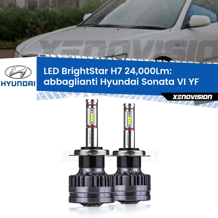 <strong>Kit LED abbaglianti per Hyundai Sonata VI</strong> YF 2009-2015. </strong>Include due lampade Canbus H7 Brightstar da 24,000 Lumen. Qualità Massima.