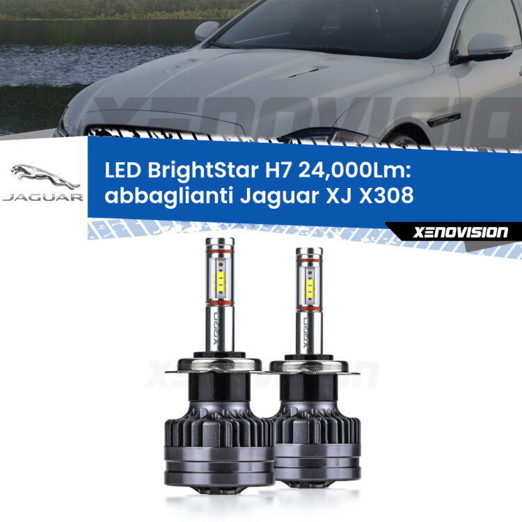 <strong>Kit LED abbaglianti per Jaguar XJ</strong> X308 1997-2003. </strong>Include due lampade Canbus H7 Brightstar da 24,000 Lumen. Qualità Massima.