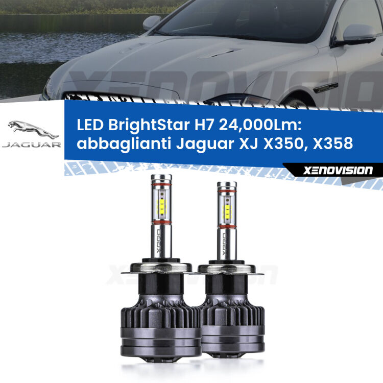 <strong>Kit LED abbaglianti per Jaguar XJ</strong> X350, X358 2003-2009. </strong>Include due lampade Canbus H7 Brightstar da 24,000 Lumen. Qualità Massima.
