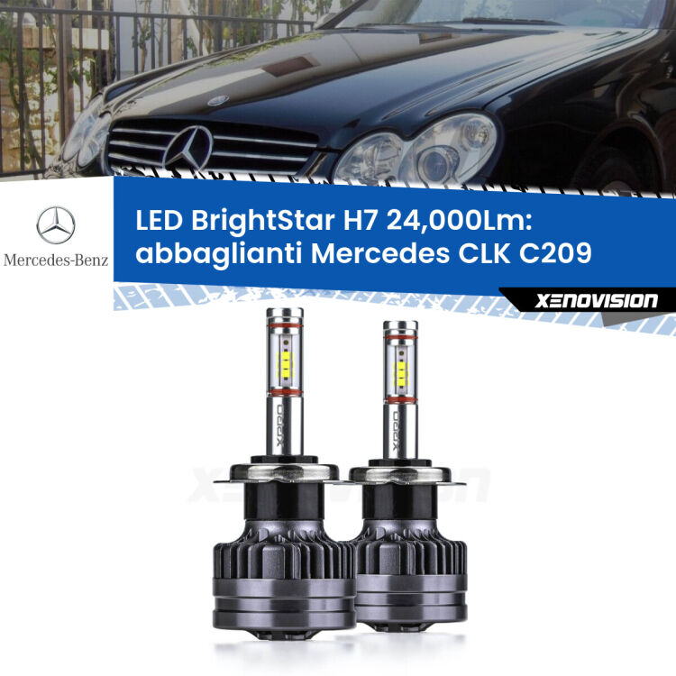 <strong>Kit LED abbaglianti per Mercedes CLK</strong> C209 2002-2009. </strong>Include due lampade Canbus H7 Brightstar da 24,000 Lumen. Qualità Massima.