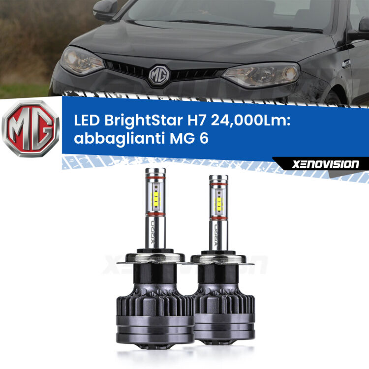 0 Abbaglianti LED H7 24,000Lm per MG 6  2010 in poi <strong>Kit LED abbaglianti per MG 6</strong>  2010 in poi. </strong>Include due lampade Canbus H7 Brightstar da 24,000 Lumen. Qualità Massima.