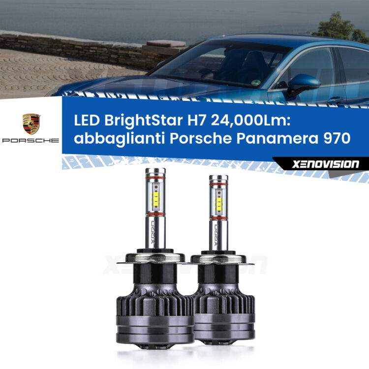 <strong>Kit LED abbaglianti per Porsche Panamera</strong> 970 Full-beam spotlight con fari Bi-Xenon. </strong>Include due lampade Canbus H7 Brightstar da 24,000 Lumen. Qualità Massima.