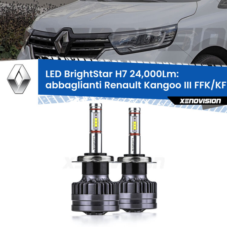 <strong>Kit LED abbaglianti per Renault Kangoo III</strong> FFK/KFK 2021in poi. </strong>Include due lampade Canbus H7 Brightstar da 24,000 Lumen. Qualità Massima.