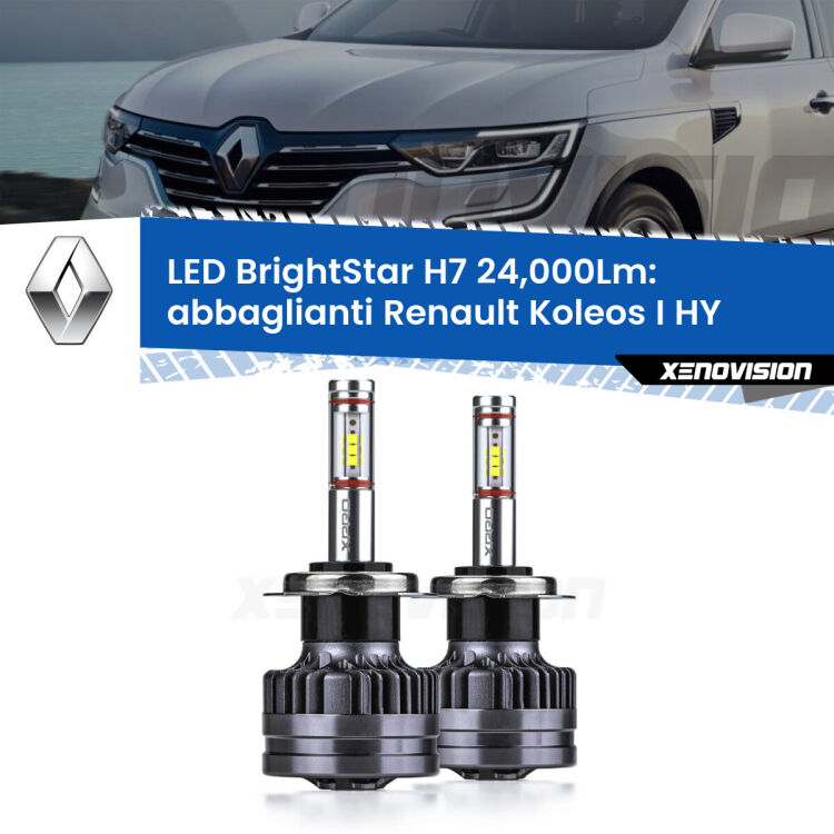 <strong>Kit LED abbaglianti per Renault Koleos I</strong> HY 2006-2015. </strong>Include due lampade Canbus H7 Brightstar da 24,000 Lumen. Qualità Massima.